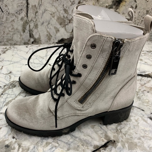 Dolce Vita silver velvet PATRIK combat boot sz 8 - Picture 4 of 9